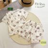 Bộ quần áo bé trai cộc tay mèo nâu oli river H066-2