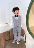  Quần dài tiệc yếm bé trai màu xám Jadiny - TQD011 
