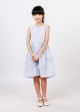  Đầm nẹp dọc trắng xanh biển bé gái - DG191 