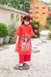  Áo dài bé gái J9333-55 cô gái khăn đỏ - GAD033 