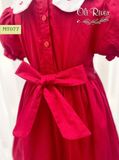  Váy smock đỏ tay bồng phối cổ trắng thêu hoa MT077 - ODZ532 