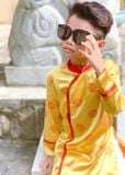  Áo dài bé trai đồng tiền vàng may mắn - TAD012 