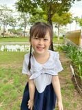  Đầm học sinh xếp ly cổ bèo chất liệu cotton nhật GDP053 