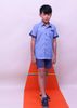 Áo sơ mi hàn quốc cho bé trai, Áo sơ mi bé trai xanh nhạt denim