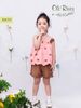 Bộ đồ bé gái gấu nền hồng phối quần nâu nhạt oli river H479-5