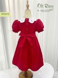  Váy smock đỏ tay bồng phối cổ trắng thêu hoa MT077 - ODZ532 