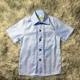  Áo sơ mi tay ngắn xếp ly xanh cao cấp - TAS039 