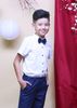 Áo sơ mi tay ngắn bé trai tay lơ vê trắng từ 6 đến 12 tuổi đi tiệc