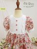 Váy đầm bé gái hoa hồng phối cúc ngực oli river H028