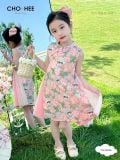  Váy đầm hồng phối lưới hồng oli river CH24046 