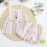  Bộ đồ bé gái sát nách có hình thêu trước ngực oli river H311-2 - ODB183 