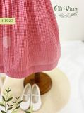  Váy smock caro đỏ phối thêu cổ trắng, tay bo HT025 - ODZ531 