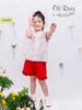 Bộ đồ bé gái cộc tay hoa đỏ phối quần đỏ trơn H485