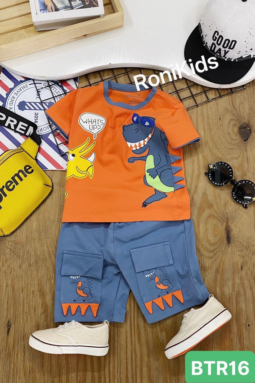  Bộ thun khủng long cho bé trai màu cam - TBZ035 