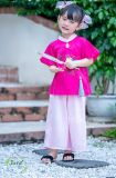  Bộ quần áo bé gái lụa J8319 hồng ngọt ngào 