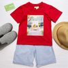 Bộ quần áo bé trai Jadiny áo thun đỏ
