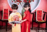  Bộ áo dài bé gái áo đổ phối quần vàng N213 - OAD048 