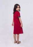  Đầm thun đỏ viền xanh bé gái - DG175 