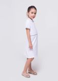  Đầm thun trắng viền xám bé gái - DG176 