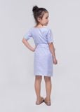  Đầm cổ thuyền thắt lưng eo xanh biển bé gái - DG180 