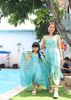 Đầm bé gái 10 tuổi, Đầm maxi hai dây xanh ngọc