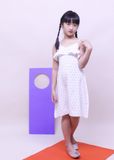  Đầm maxi hai dây bèo ngực chấm bi trắng bé gái - DG197 