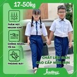  Quần dài đồng phục học sinh xanh đen phối thun có khóa kéo - DPT003 
