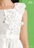  Đầm tafta trắng đính hoa bé gái - DTG014 
