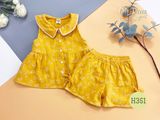  Bộ đồ bé gái áo sát nách muslin vàng oli river H351-3 - ODB188 