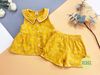 Bộ đồ bé gái áo sát nách muslin vàng oli river H351-3
