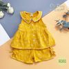Bộ đồ bé gái áo sát nách muslin vàng oli river H351-3