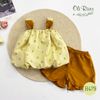 Bộ đồ bé gái hoa vàng phối quần vàng oli river H479-1