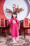  Bộ áo dài bé gái áo hồng phối quần hồng nhạt N213-1 - OAD047 