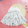Đầm bé gái 5 tuổi, Đầm bé gái trắng họa tiết hoa lá oli river T154