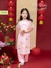Áo dài bé gái hoa sen hồng oli river H426-2