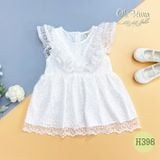  Váy đầm ren thêu trắng tay bèo oli river H398 - ODZ464 