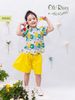 Bộ đồ bé gái cộc tay hoa vàng nền be phối quần vàng H486
