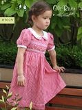  Váy smock caro đỏ phối thêu cổ trắng, tay bo HT025 - ODZ531 