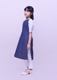  Áo dài bé gái linen phối xanh đen - GAD001 