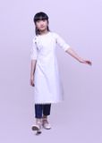  Áo dài bé gái linen phối trắng - GAD002 