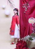  Áo dài phước lộc đỏ bé gái - GAD007 