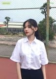  Áo sơ mi học sinh nữ xếp ly nhuyễn trên vai - GDP023 