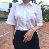  Áo sơ mi học sinh nữ xếp ly nhuyễn trên vai - GDP023 