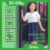  Đầm học sinh cổ tam giác xếp li chất liệu cotton Nhật - GDP038 
