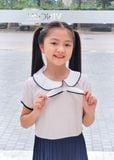  Đầm học sinh lụa dập li nơ cổ - GDP040 