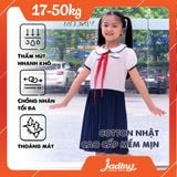  Đầm học sinh lụa dập li nơ cổ - GDP040 