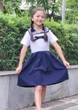  Đầm học sinh cổ hải quân xanh cotton Nhật bền và ít nhăn- GDP050 