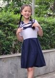  Đầm học sinh cổ hải quân xanh cotton Nhật bền và ít nhăn- GDP050 