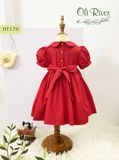  Váy đầm smock đỏ thêu hoa vàng ziczac trắng HT179 - ODZ520 