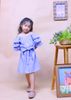 Đầm hai dây rớt vai sọc xanh, váy bé gái vintage